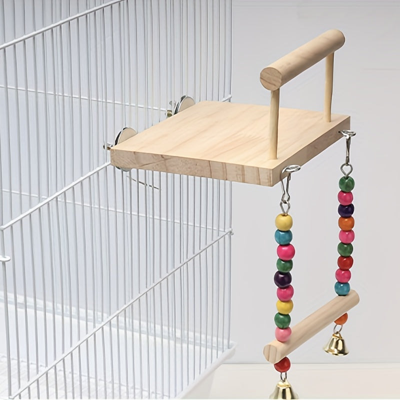 Colorful Beads Parrot Toy Swing Climbing Ladder Jumping Board