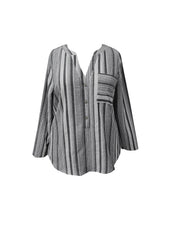 Striped Print Long Sleeve Button Up Blouse