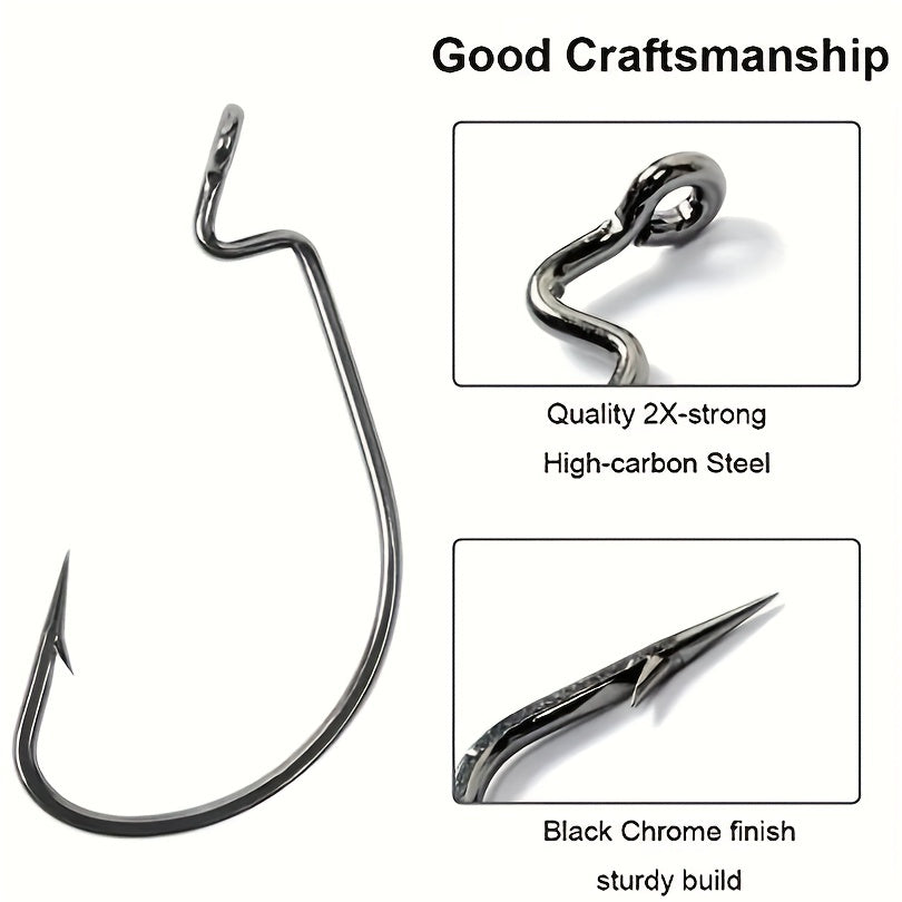 20pcs Bass Fishing Offset Worm Hooks High Carbon Steel Circle Fishing Hooks Jig