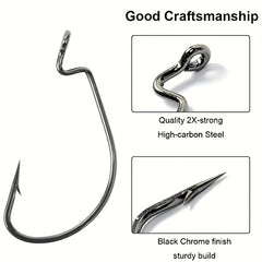 20pcs Bass Fishing Offset Worm Hooks High Carbon Steel Circle Fishing Hooks Jig