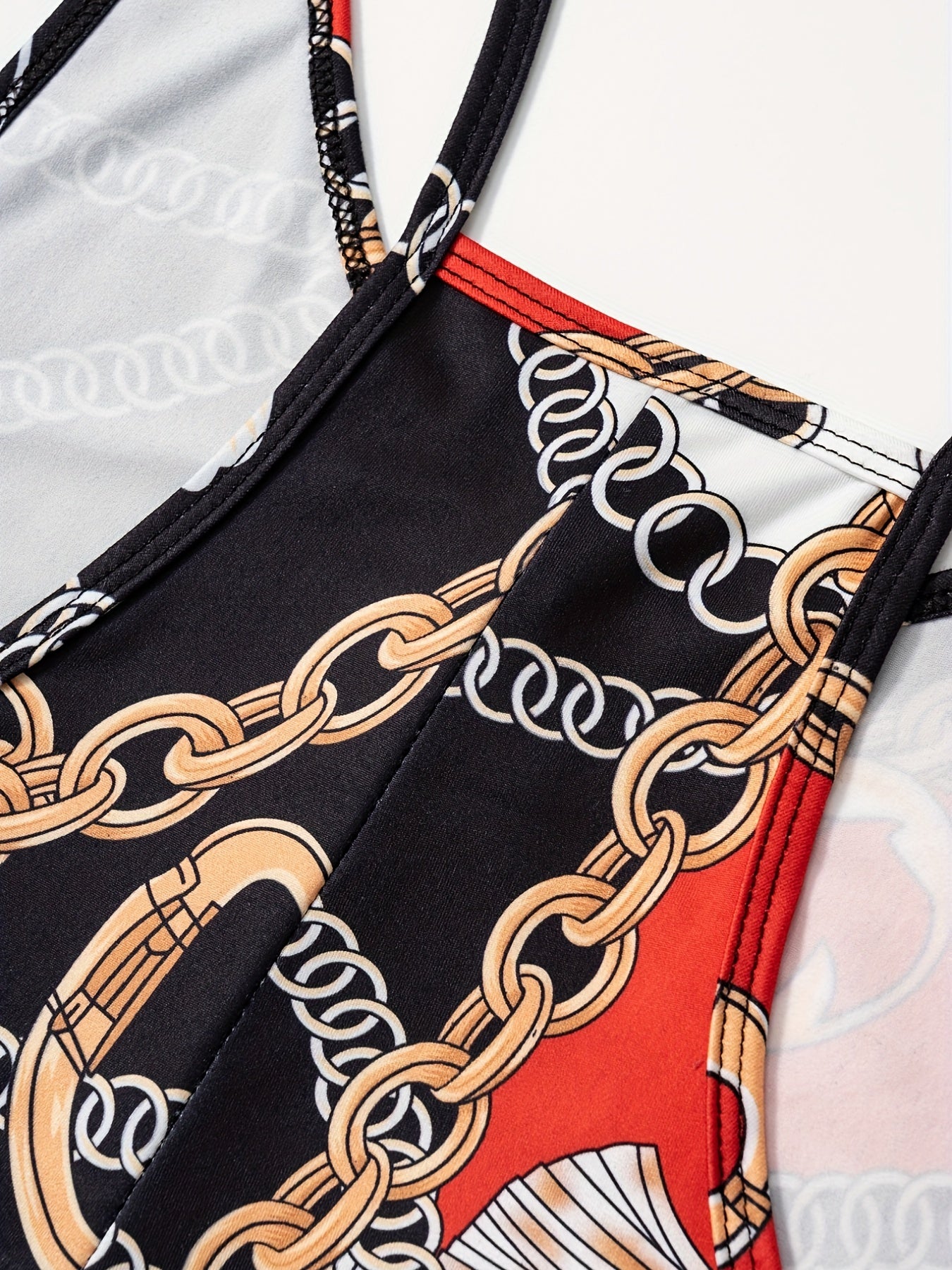 Block & Chain Print Overall Jumpsuit for Women