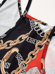 Block & Chain Print Overall Jumpsuit for Women