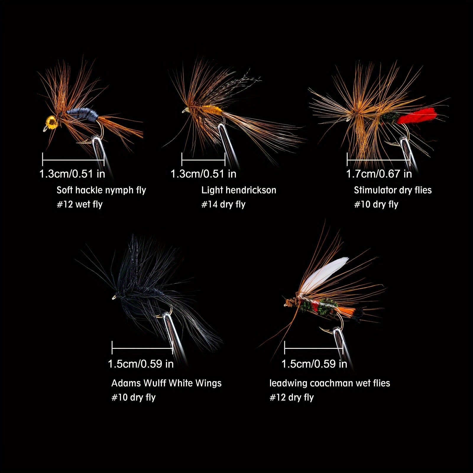 100pcs Colorful Lifelike Fly Fishing Flies for Bass Trout Salmon
