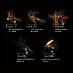 100pcs Colorful Lifelike Fly Fishing Flies for Bass Trout Salmon