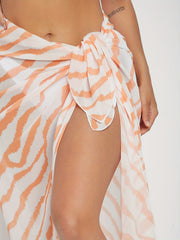 Boho Zebra Print Beach Wear Sarong High Waist Knot Skirt