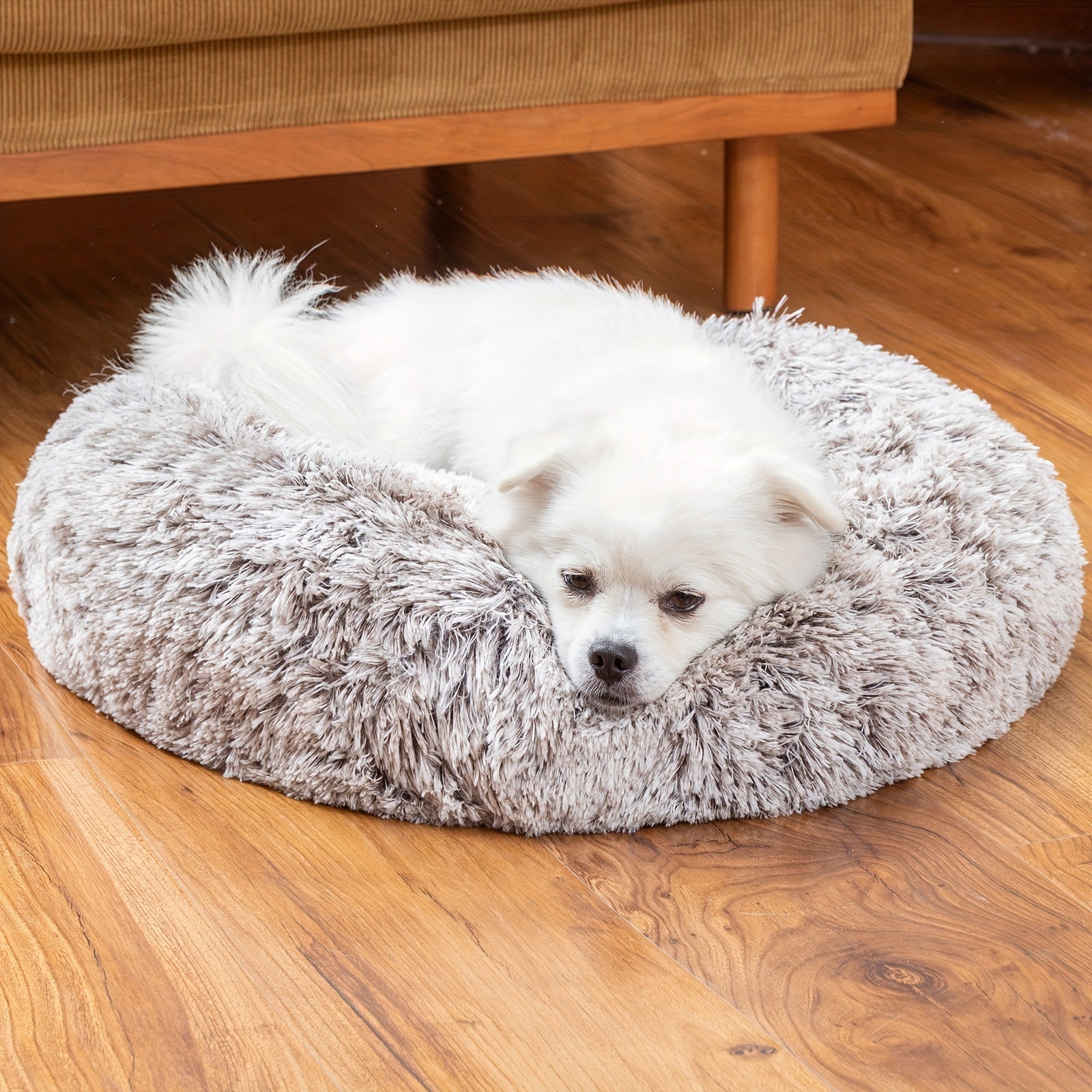 Plush Dog Bed Anti-anxiety Round Pet Bed