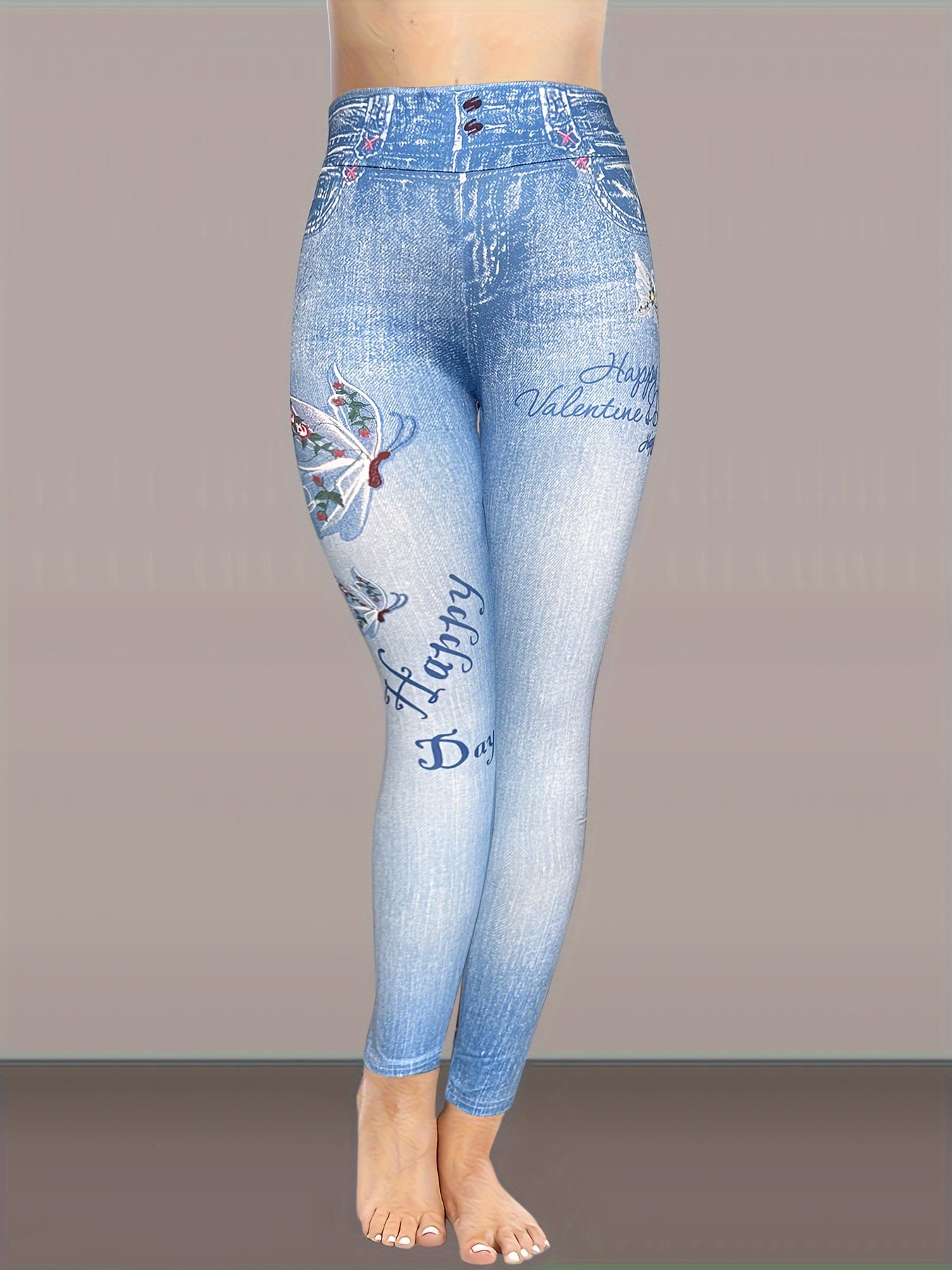 Denim Butterfly Yoga Tight Pants Fitness Leggings