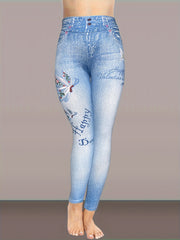 Denim Butterfly Yoga Tight Pants Fitness Leggings
