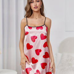 Heart Print Spaghetti Strap Nightdress