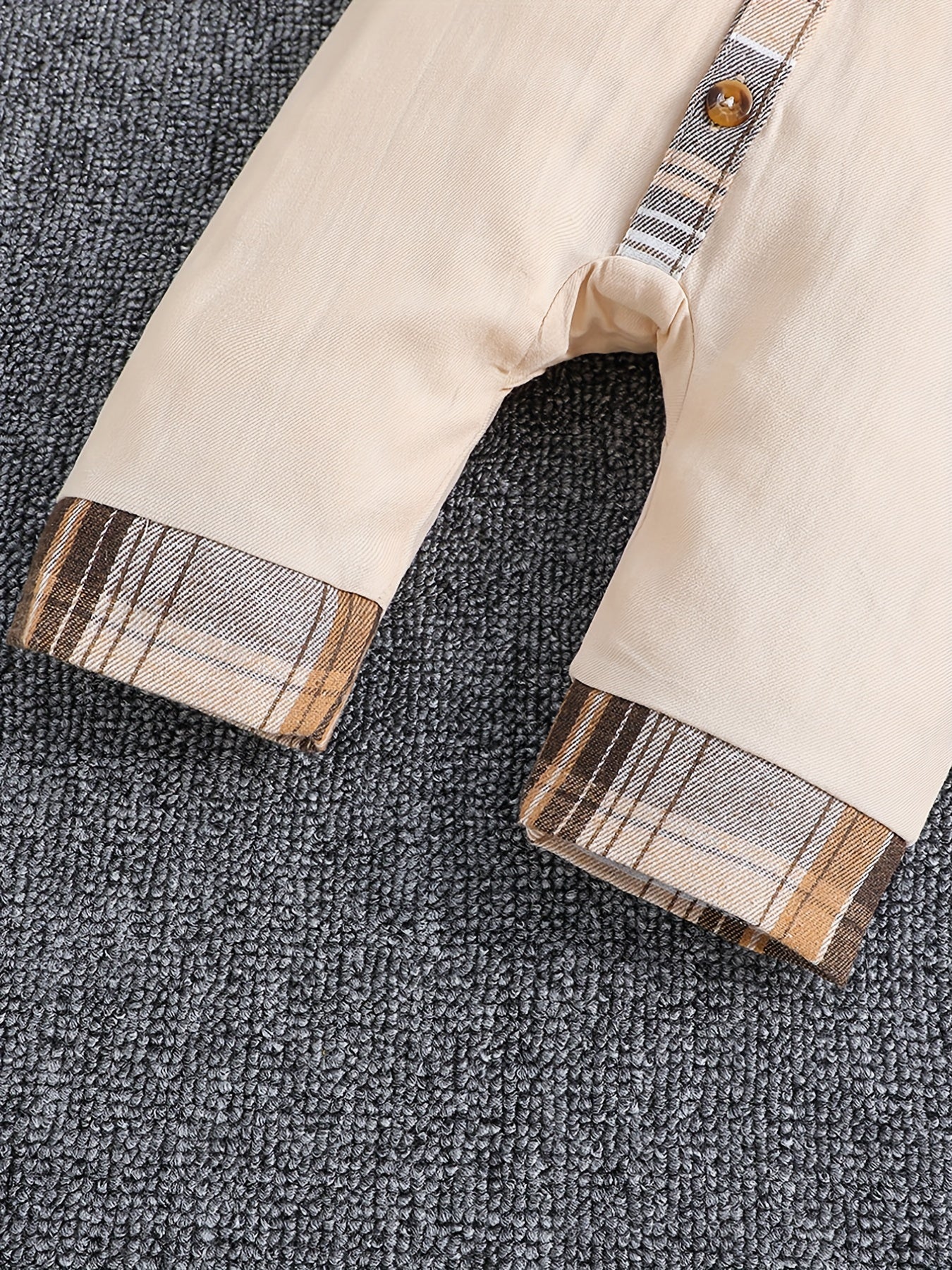 Baby Boys Long Sleeve Plaid Romper Cotton Jumpsuit Fall Winter