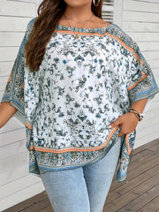 Boho Blouse Women's Plus Floral Print Batwing Sleeve