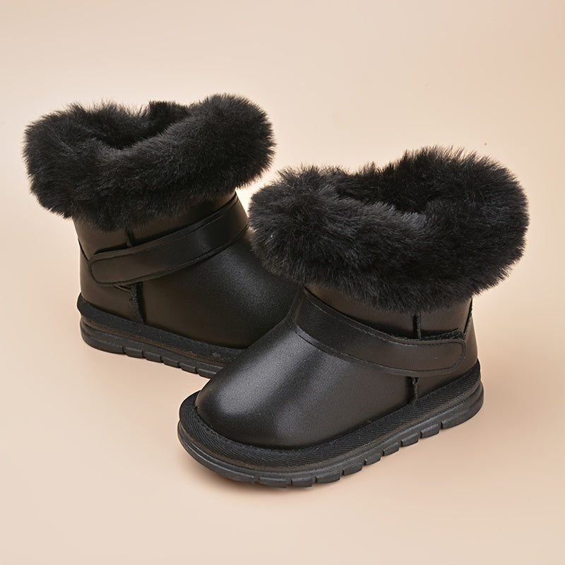 Girls' Hook and Loop Snow Boots Soft Warm Plus Fleece Outdoor Hiking Winter