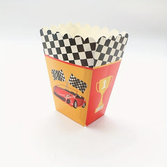 6pcs Racing Car Theme Popcorn Boxes & Flag Print Snack Box