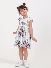 Toddler Girls Flowers Graphic Princess Dress For Party Beach Vacation
