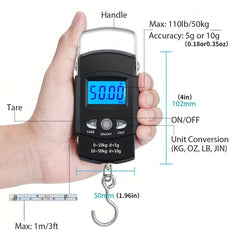 Portable Digital Fishing Scale 110lb LCD Display Lightweight Electronic Luggage