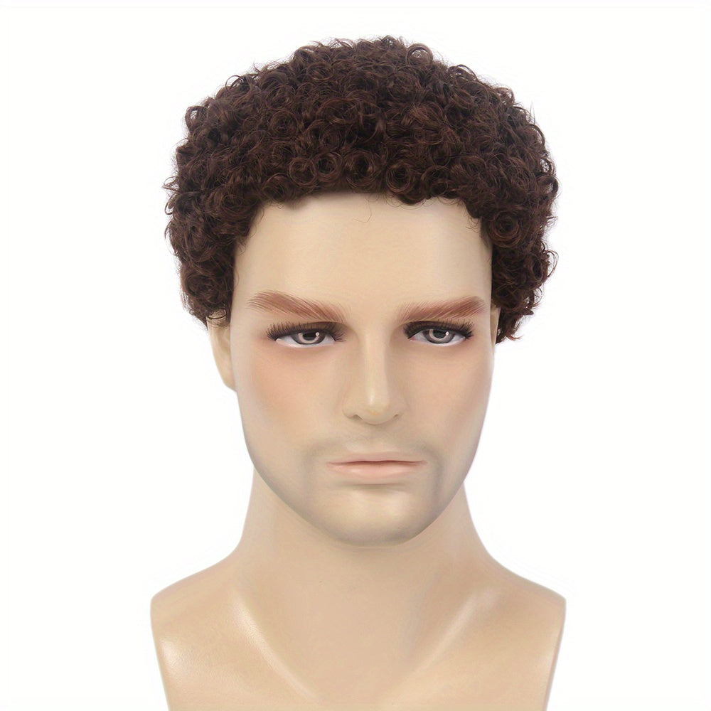 Men Short Curly Wigs Male Guy Layered Wavy Halloween Cosplay Anime Party