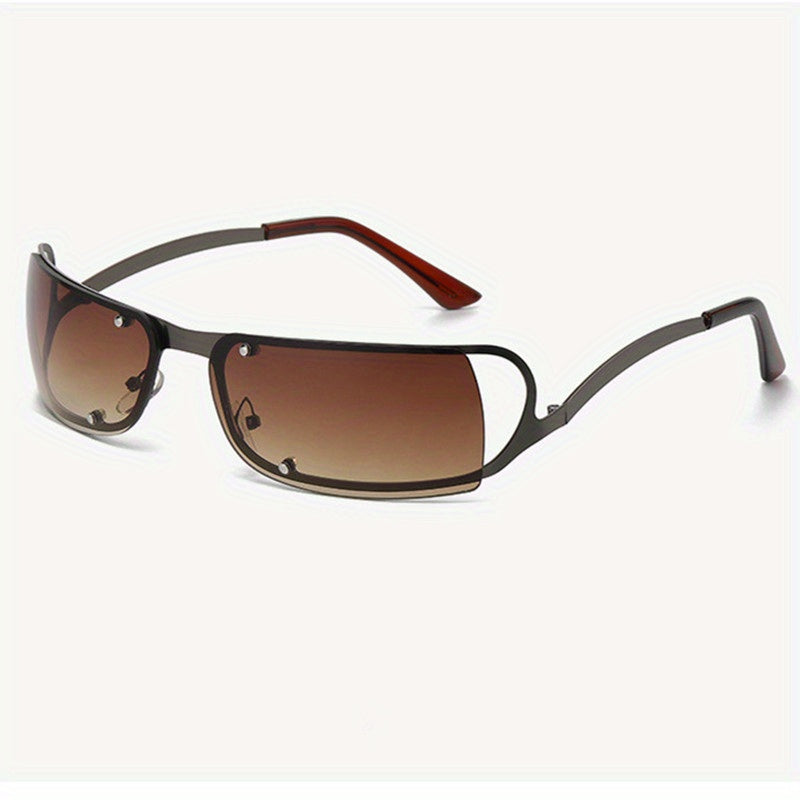Y2K Wrap Around Hollow Sunglasses Cyberpunk Gradient Glasses UV400
