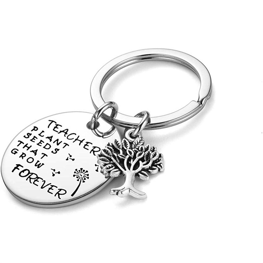 Teacher Keychain Plant Seeds Grow Forever Gift