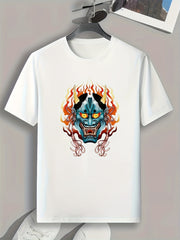 Demon Print Men's Comfy T-shirt for Outdoor Summer