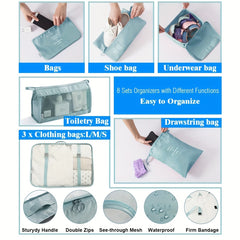 8pcs Lightweight Handheld Packing Cubes Clothing Underwear Shoes Storage Bag