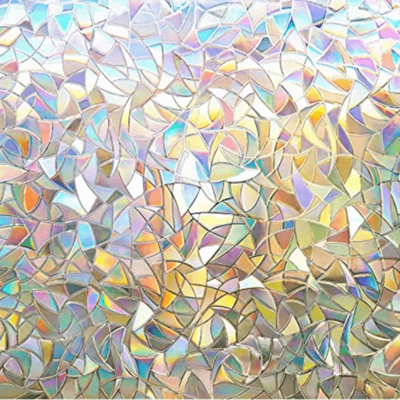 Privacy Rainbow Window Film Clings - Decorative 3D Vinyl Stained Glass Decals