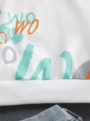 Graffiti Letter Print Boys Casual Pullover Sweatshirt
