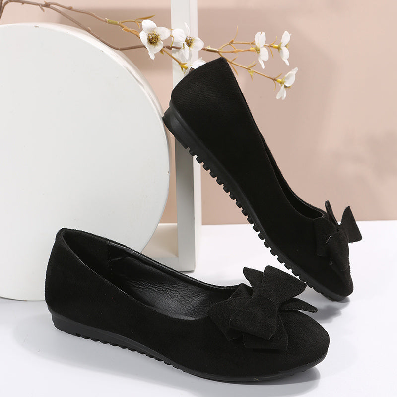Women's Closed Toe Bow Decor Ballet Flats