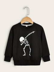 Skeleton Pattern Toddler Kid's Sweatshirt Halloween Style Long Sleeve Top