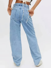 Ripped Distressed Boyfriend Jeans Slash Pockets