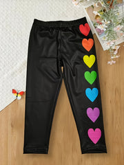 Versatile Heart Graphic Leggings Girls Comfy Leggings All Season Sports