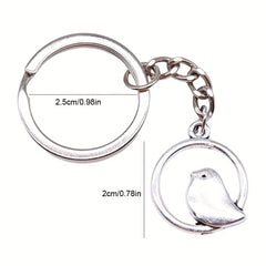 Bird Animal Keychain Vintage Silver Metal Keyring Key Holder Accessories