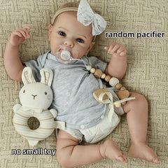 Hand Painted Vinyl Girl & Boy Doll Full Body Reborn Painted Hair Grey Outfits