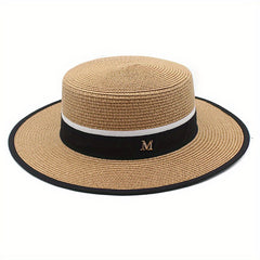 Vintage Sun Fedora Hats Straw Hat Retro Golden Braided Hat Sunshade Flat Cap