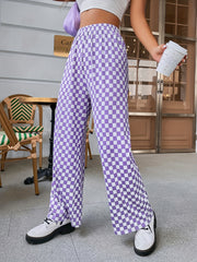 Y2K Checkered Print High Waist Pants for Women