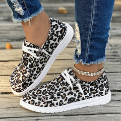 Leopard Pattern Flat Shoes Women's Slip On Casual Shoes Lightweight