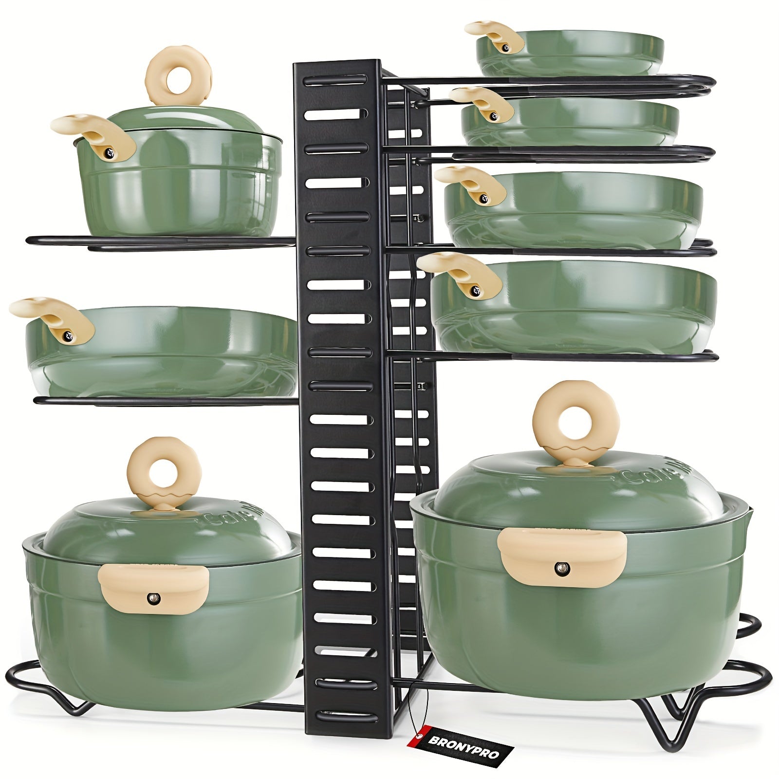 Adjustable Pots and Pans Organizer 8 Slots Rustproof
