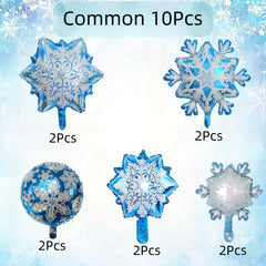 10pcs Large Snowflake Foil Balloons Christmas Snowflake Balloons