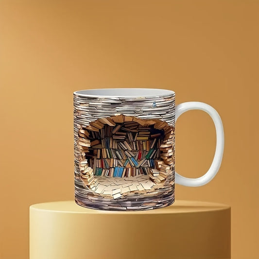 3D Bookshelf Coffee Mug Ceramic Water Cup Holiday Gift