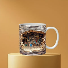 3D Bookshelf Coffee Mug Ceramic Water Cup Holiday Gift