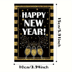 8pcs New Year's Party Wine Bottle Stickers Adhesive Decoration