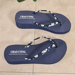 Women's Daisy Printed Flip Flops Thick sole Open Toe Summer Slides