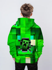 Boy's Green Monster Print Hoodie for Spring Fall