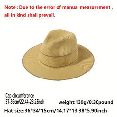 Striped Block Sun Hat Jazz Fedora Cap Beach Hats For Women Men