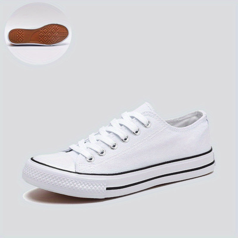 Women's Minimalist Flat Canvas Shoes Solid Lace Up Low Classic Shoes