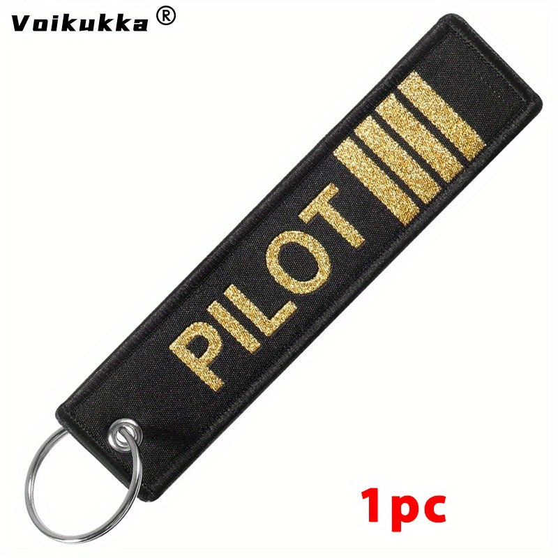 Golden Letters Pilot Boths Embroidery Keychain Motorcycle Accessories