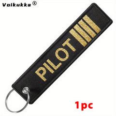 Golden Letters Pilot Boths Embroidery Keychain Motorcycle Accessories