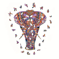 Elephant Wooden Jigsaw Puzzles For Adults Colorful Unique Shape Animal Puzzle