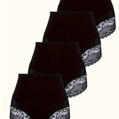 4 Pack Plus Size Lace Tummy Control Butt Lifting Shapewear Briefs Set