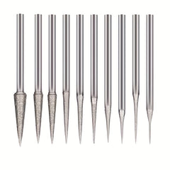 10pcs Diamond Mounted Grinding Head Burrs Stone Carving Bits for Rotary Tools