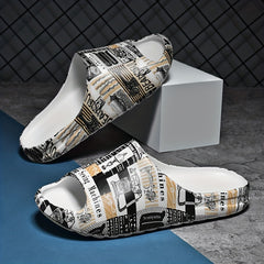 Men's Vintage Graphic Print Slip On Slides Casual Outdoor Slippers